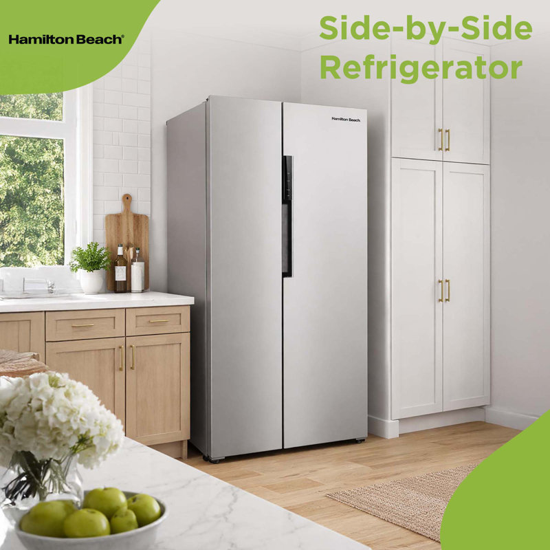 Hamilton Beach, 15.6 Cu. Ft. Side By Side Refrigerator, Platinum